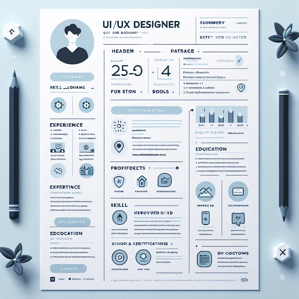 Sample UI/UX designer resume layout with design highlights and portfolio links
