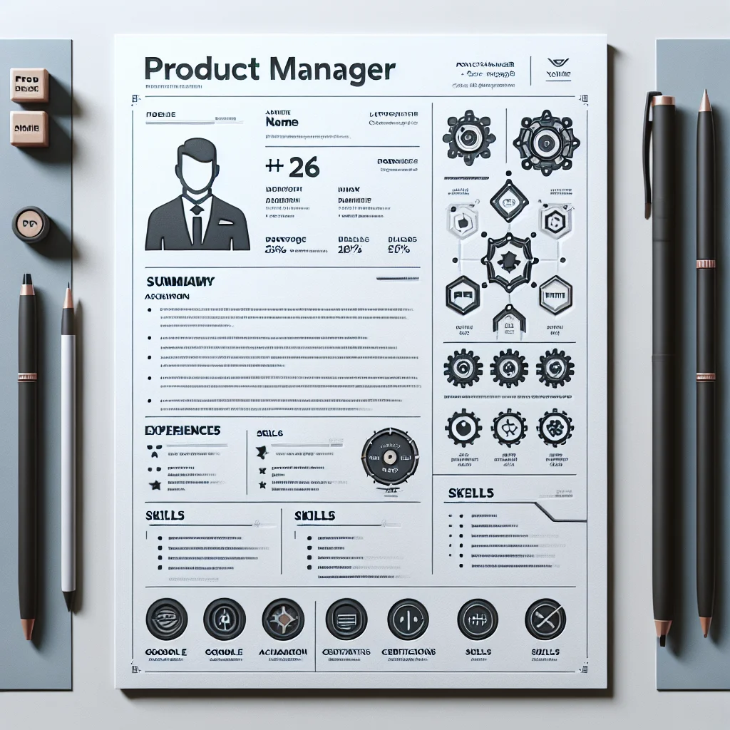 Modern product manager resume layout with key sections including summary, skills, and achievements highlighted