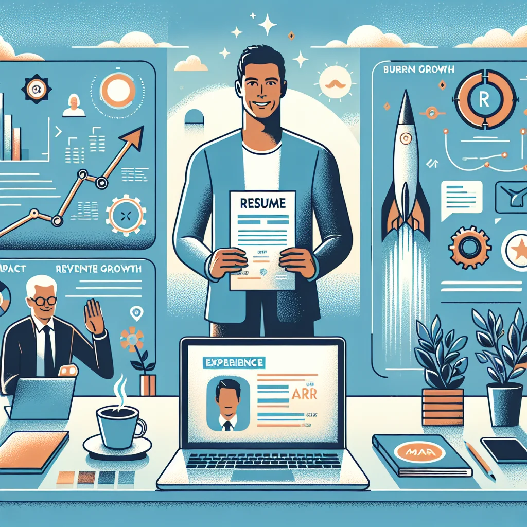 A startup founder presenting a compelling resume that highlights leadership, product impact, and funding milestones