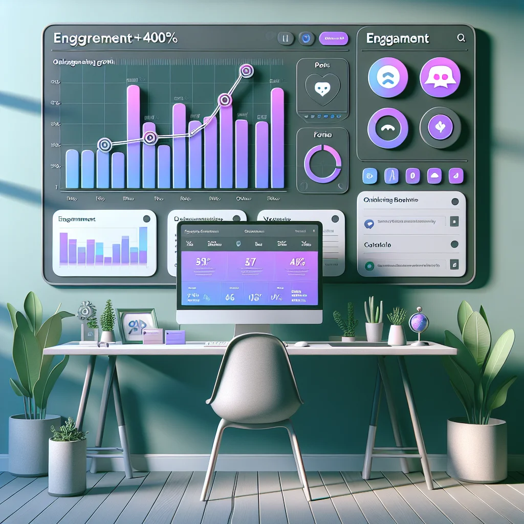 Dashboard view of a thriving online community manager showing engagement metrics, posts, events, and cross-platform activity