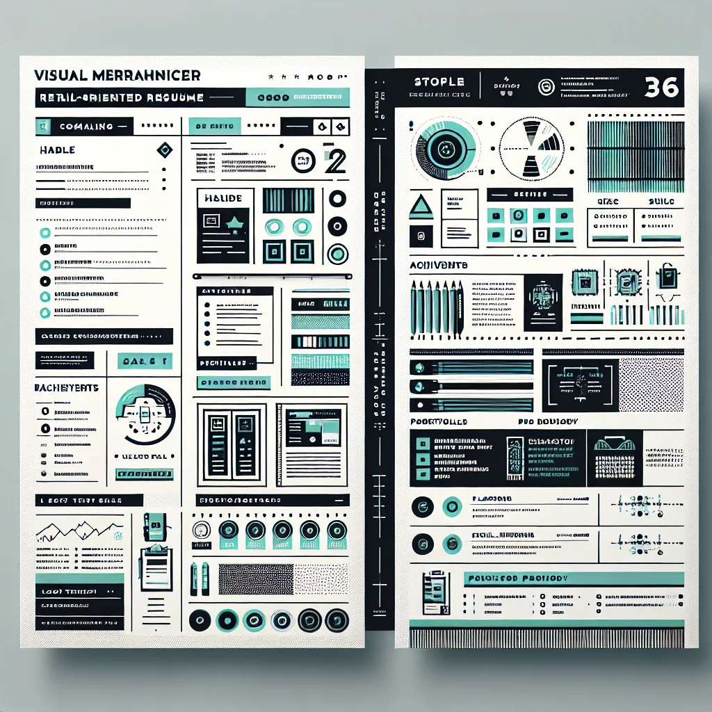 Illustration of a professional visual merchandiser resume layout showing headline, summary, achievements, and skills