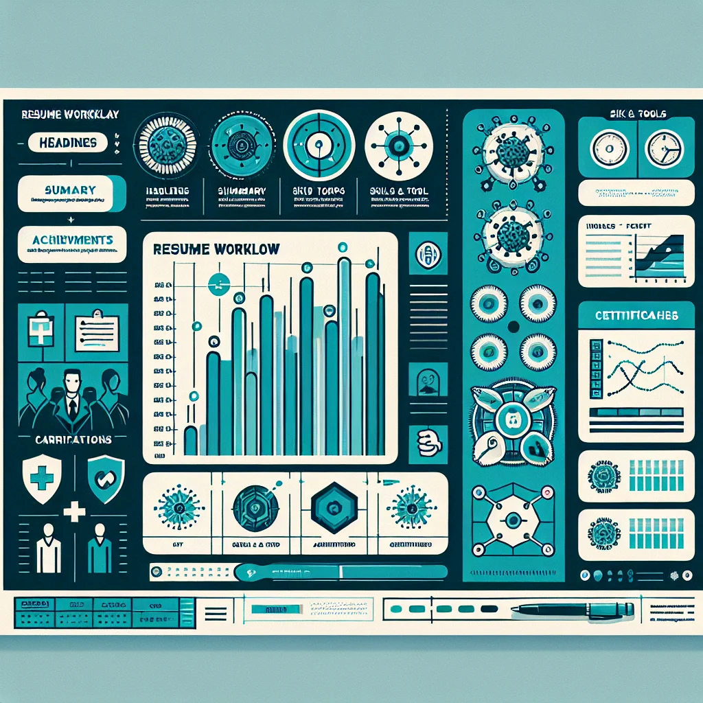 A data-driven epidemiology resume planning graphic showing metrics, dashboards, and skill highlights.